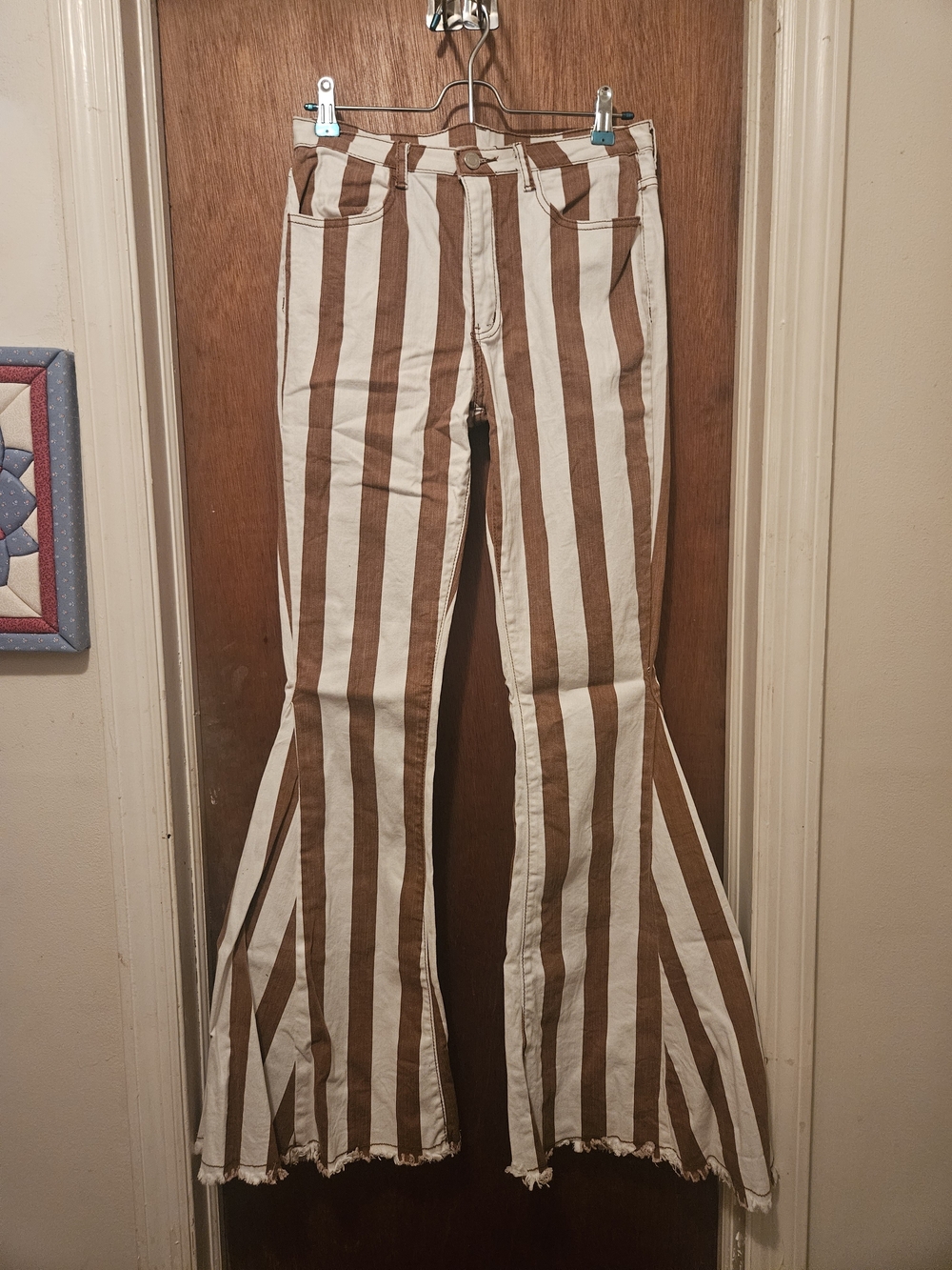 Striped Brown & Cream Bootcut Flare Pants